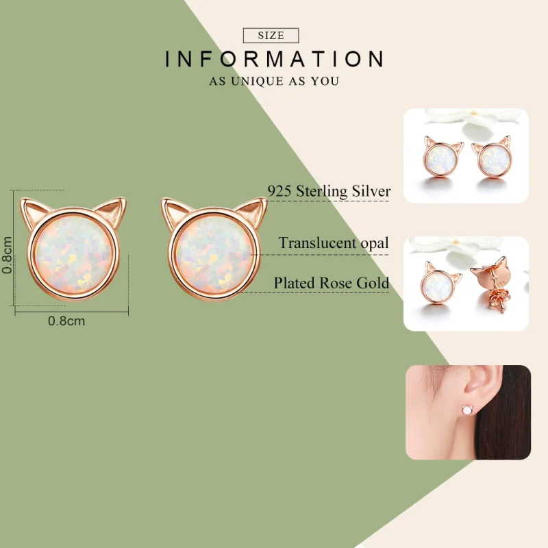 (Bild für) Roségoldene Miau-Stern-Ohrstecker im Pandora-Stil - SCE538 - Ansicht 2