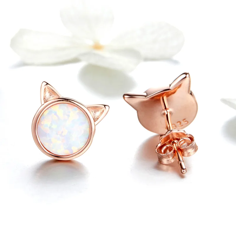 (Bild für) Roségoldene Miau-Stern-Ohrstecker im Pandora-Stil - SCE538 - Ansicht 4