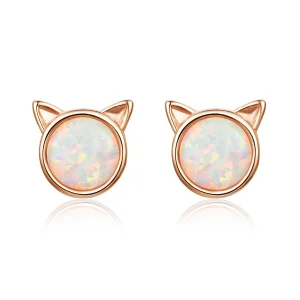 (Bild für) Roségoldene Miau-Stern-Ohrstecker im Pandora-Stil - SCE538