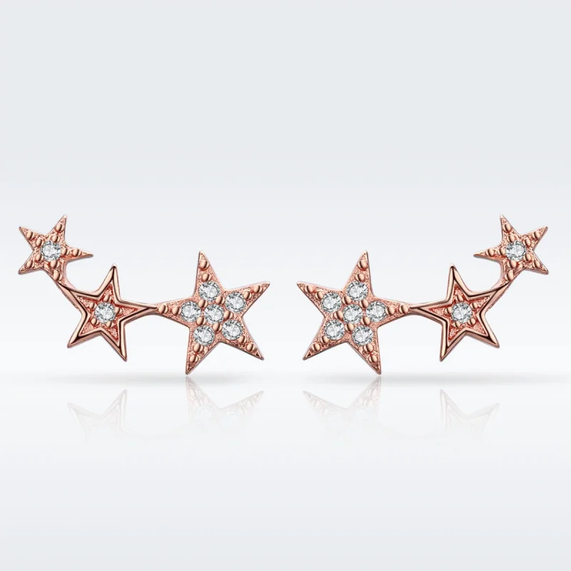 (Bild für) Roségoldene „Secrets of Stars“-Ohrstecker im Pandora-Stil - SCE291 - Ansicht 4
