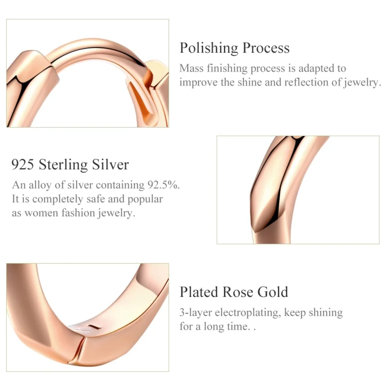 (Bild für) Schlichte Creolen im Pandora-Stil aus Roségold - BSE119 - Ansicht 3