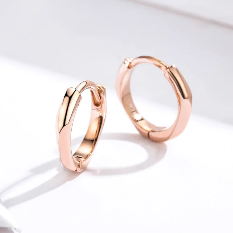 (Bild für) Schlichte Creolen im Pandora-Stil aus Roségold - BSE119 - Ansicht 2