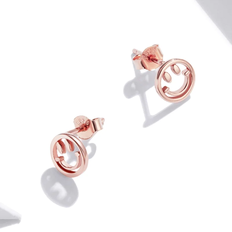 (Bild für) Schöne Smiley-Ohrstecker im Pandora-Stil in Roségold - SCE1106 - Ansicht 4