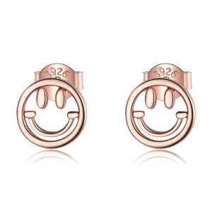 (Bild für) Schöne Smiley-Ohrstecker im Pandora-Stil in Roségold - SCE1106