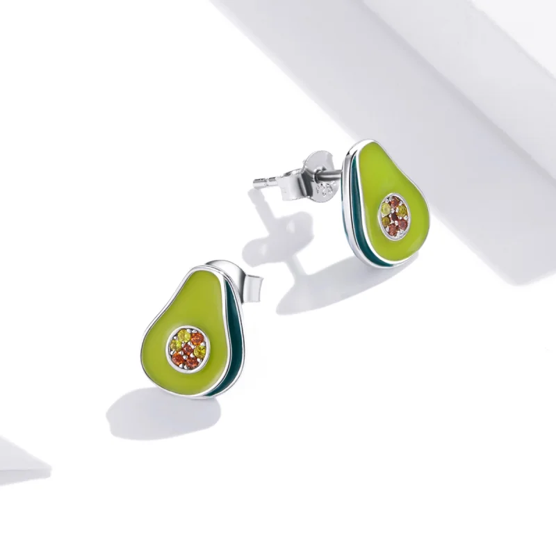 (Bild für) Silberne Avocado-Ohrstecker im Pandora-Stil - SCE1015 - Ansicht 2