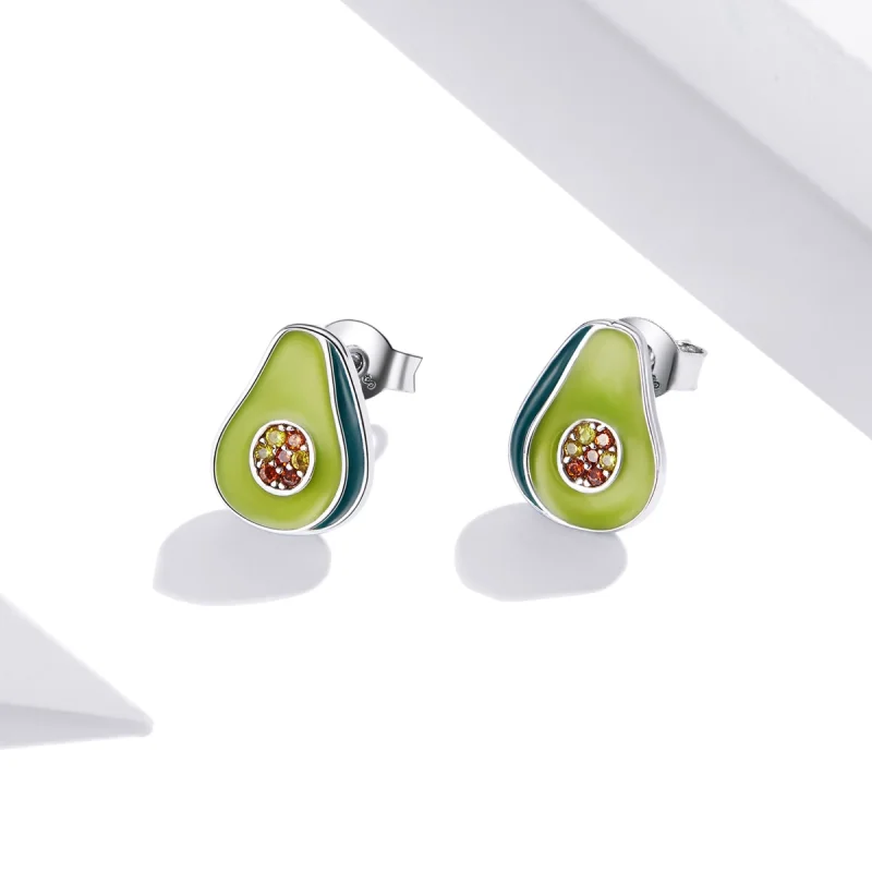 (Bild für) Silberne Avocado-Ohrstecker im Pandora-Stil - SCE1015 - Ansicht 3
