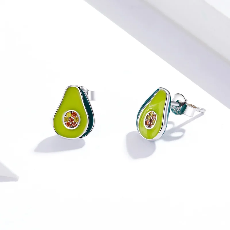 (Bild für) Silberne Avocado-Ohrstecker im Pandora-Stil - SCE1015 - Ansicht 4