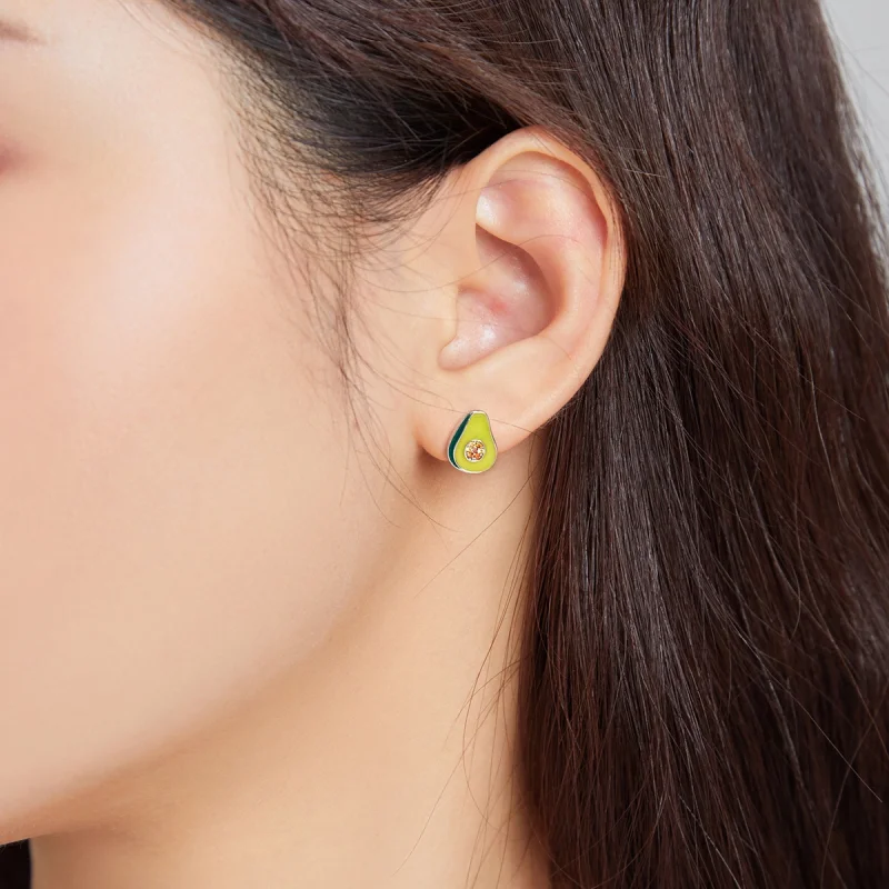 (Bild für) Silberne Avocado-Ohrstecker im Pandora-Stil - SCE1015 - Ansicht 5