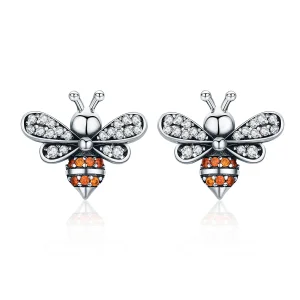 (Bild für) Silberne Bee Story-Ohrstecker im Pandora-Stil - SCE344