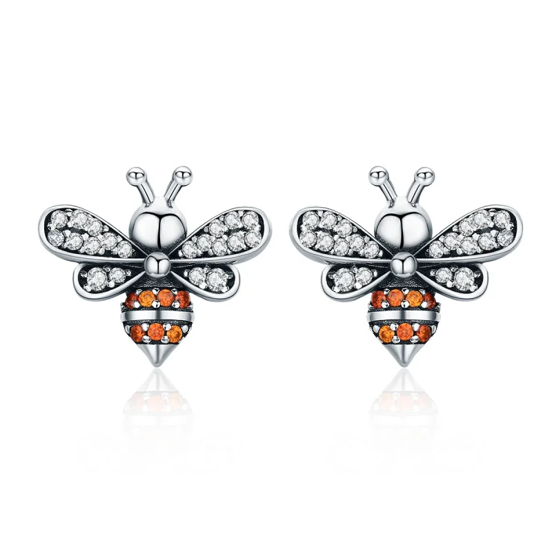 (Bild für) Silberne Bee Story-Ohrstecker im Pandora-Stil - SCE344