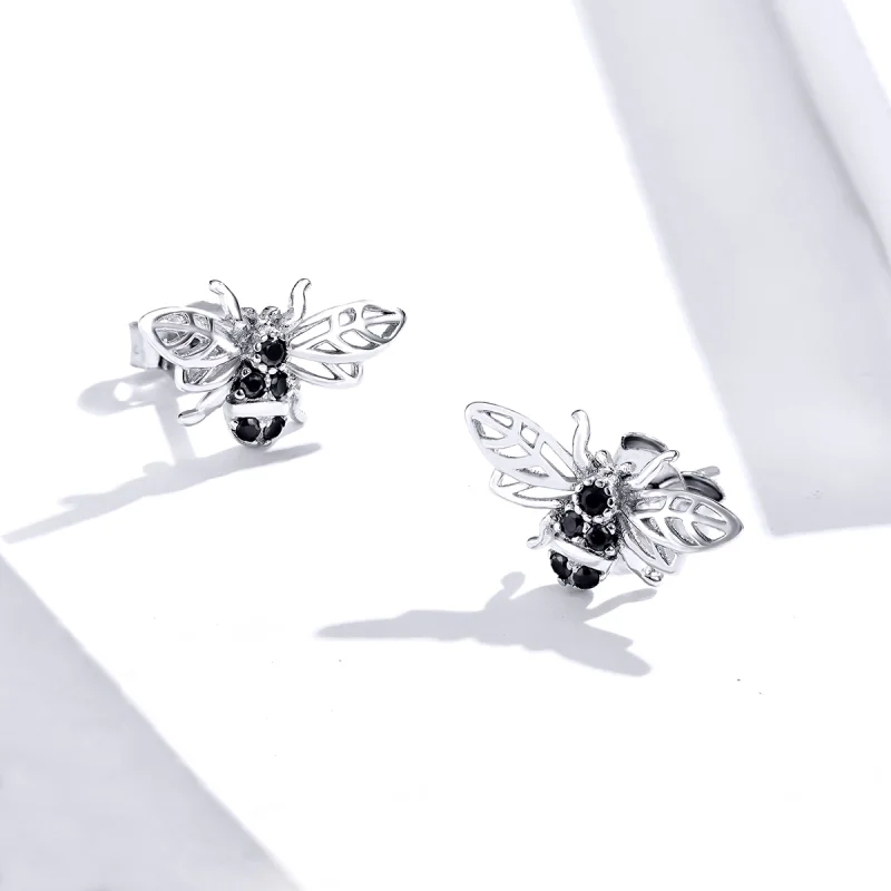 (Bild für) Silberne Bienen-Ohrstecker im Pandora-Stil - SCE846 - Ansicht 3
