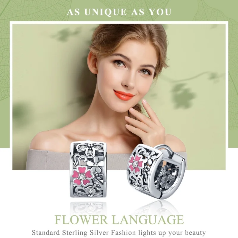 (Bild für) Silberne Blumen-Ohrstecker im Pandora-Stil - SCE541 - Ansicht 2