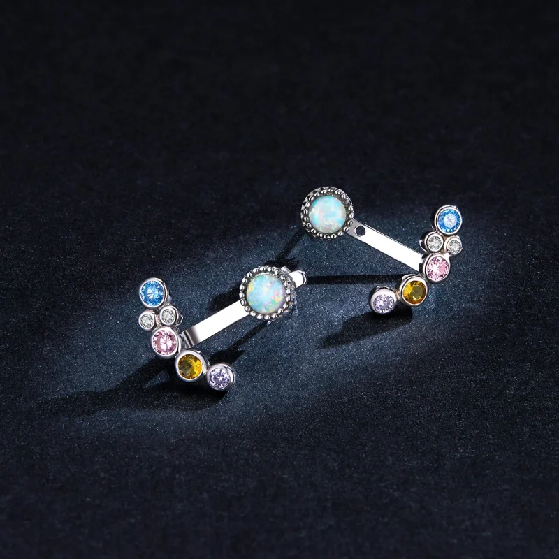 (Bild für) Silberne bunte Blasen-Ohrstecker im Pandora-Stil - BSE392 - Ansicht 5