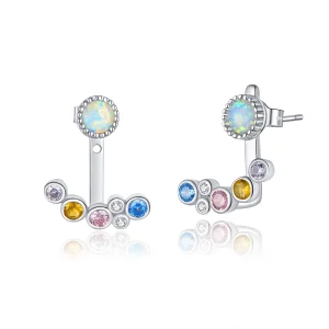 (Bild für) Silberne bunte Blasen-Ohrstecker im Pandora-Stil - BSE392