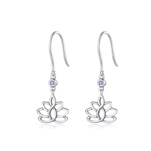 (Bild für) Silberne elegante Lotusblumen-Ohrhänger im Pandora-Stil - BSE451