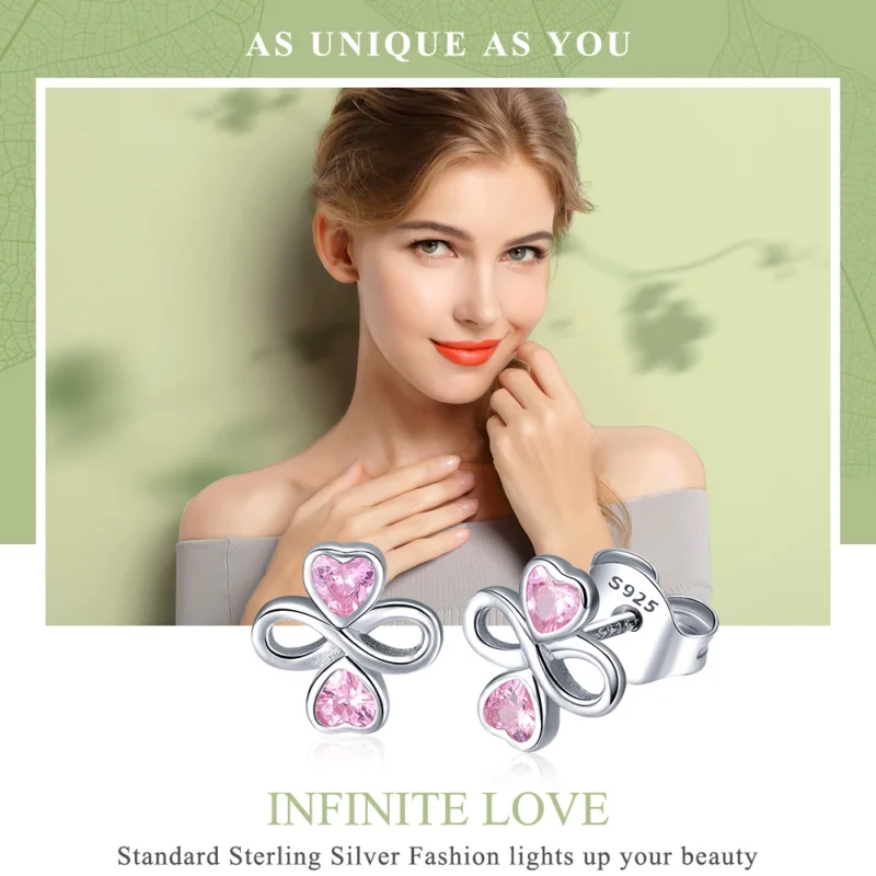 (Bild für) Silberne „Endless Love“-Ohrstecker im Pandora-Stil - SCE455 - Ansicht 2