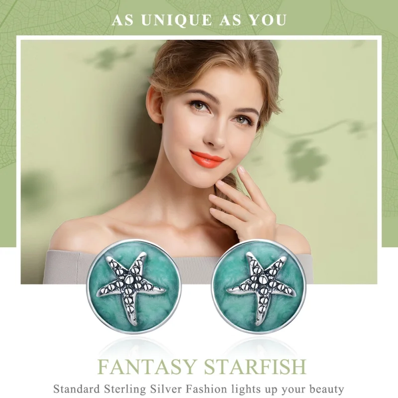 (Bild für) Silberne Fantasy-Seestern-Ohrstecker im Pandora-Stil - SCE205 - Ansicht 2