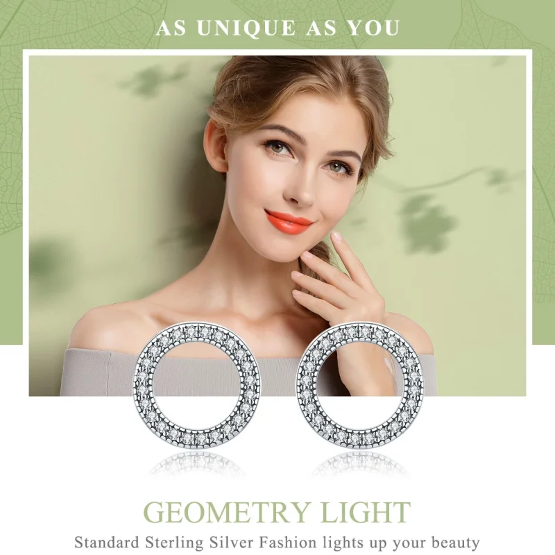 (Bild für) Silberne Geometrie-Licht-Ohrstecker im Pandora-Stil - SCE417 - Ansicht 2