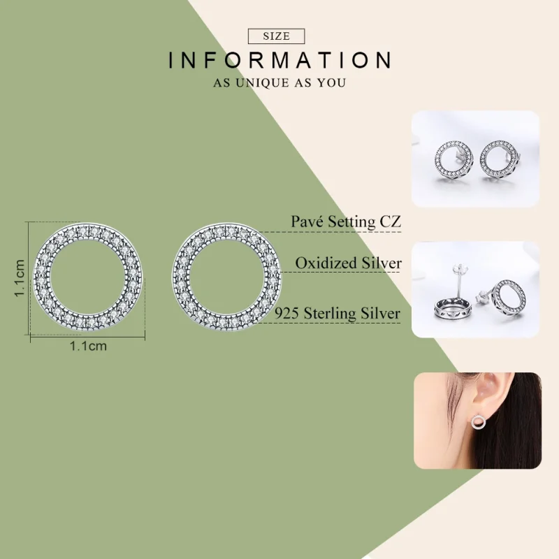 (Bild für) Silberne Geometrie-Licht-Ohrstecker im Pandora-Stil - SCE417 - Ansicht 3