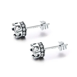(Bild für) Silberne glitzernde Kronen-Ohrstecker im Pandora-Stil - SCE311