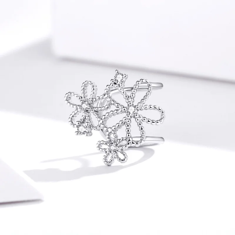 (Bild für) Silberne glänzende Blumen-Ohrstecker im Pandora-Stil - SCE921 - Ansicht 4