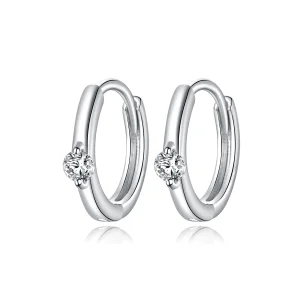 (Bild für) Silberne, glänzende Diamant-Creolen im Pandora-Stil - SCE1050-A