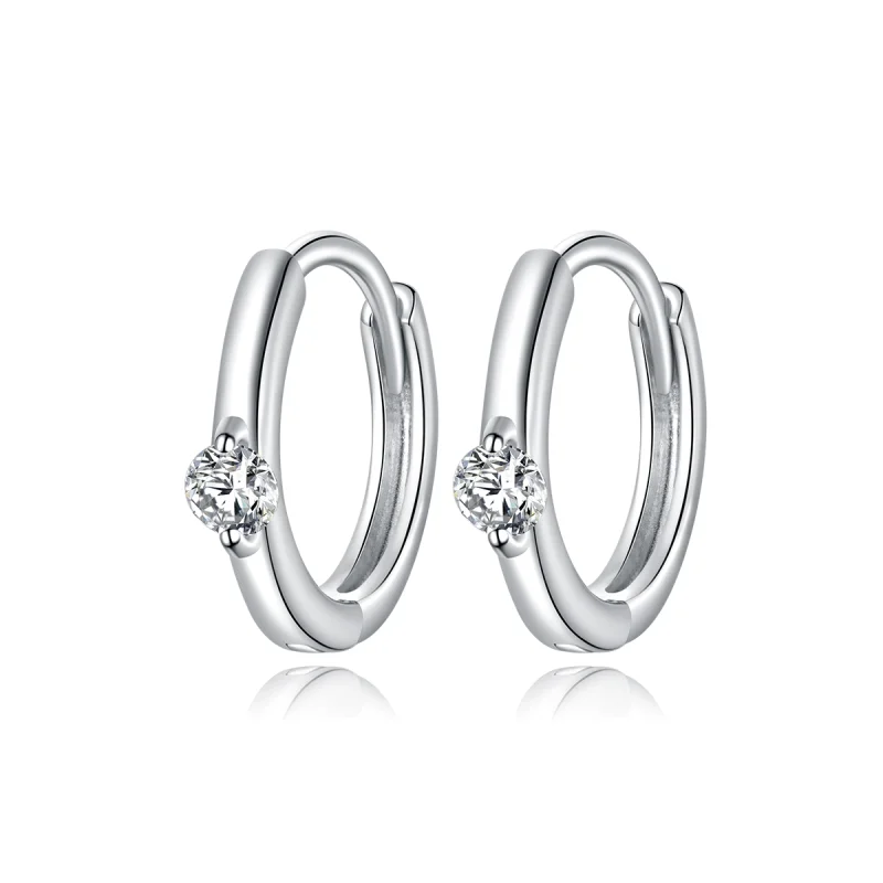 (Bild für) Silberne, glänzende Diamant-Creolen im Pandora-Stil - SCE1050-A