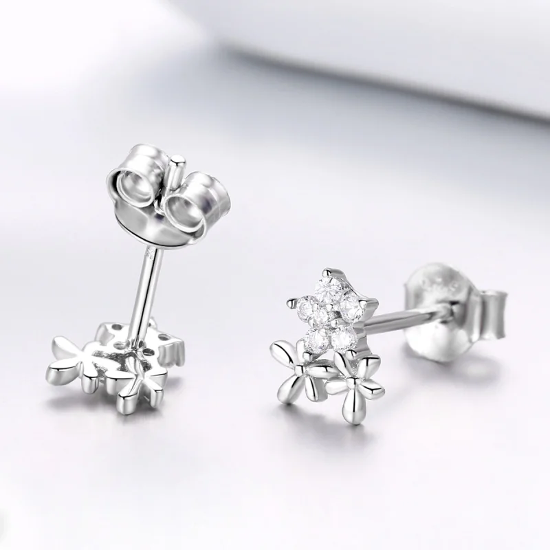 (Bild für) Silberne Gypsophila-Ohrstecker im Pandora-Stil - BSE030 - Ansicht 2