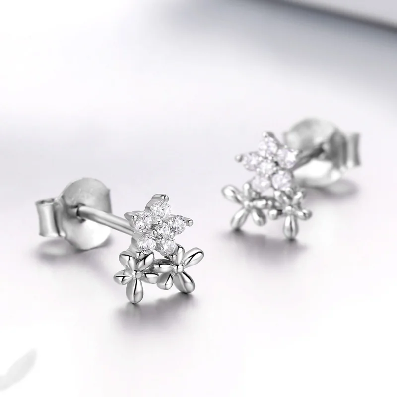 (Bild für) Silberne Gypsophila-Ohrstecker im Pandora-Stil - BSE030 - Ansicht 3