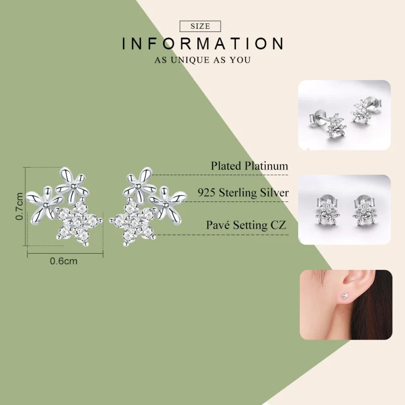 (Bild für) Silberne Gypsophila-Ohrstecker im Pandora-Stil - BSE030 - Ansicht 7