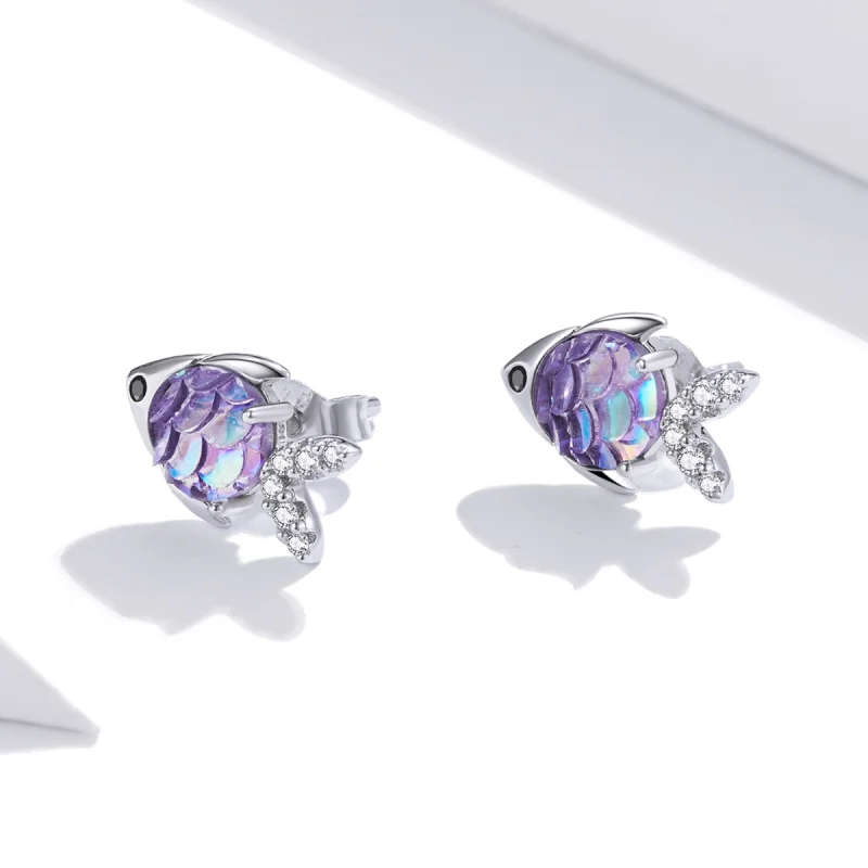 (Bild für) Silberne „Happy Little Fish“-Ohrstecker im Pandora-Stil - SCE1028 - Ansicht 2