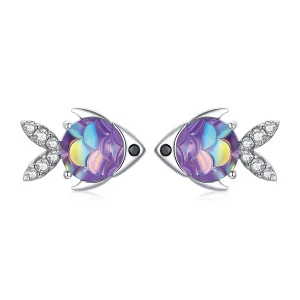 (Bild für) Silberne „Happy Little Fish“-Ohrstecker im Pandora-Stil - SCE1028