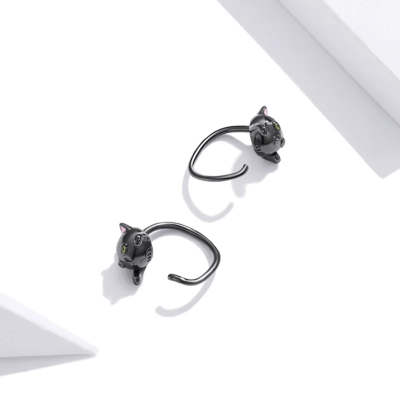 (Bild für) Silberne Katzen-Ohrstecker im Pandora-Stil - SCE1125 - Ansicht 3