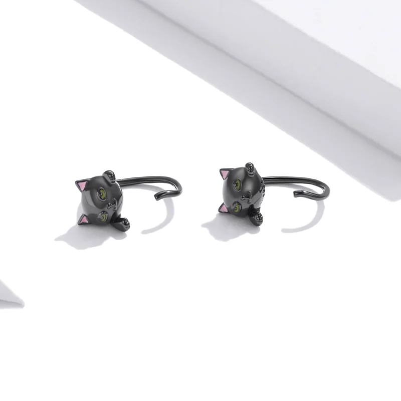 (Bild für) Silberne Katzen-Ohrstecker im Pandora-Stil - SCE1125 - Ansicht 4