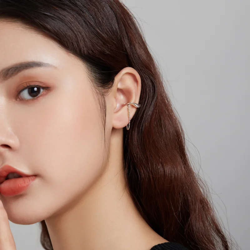 (Bild für) Silberne Ketten-Ohrhänger im Pandora-Stil - SCE1120 - Ansicht 7