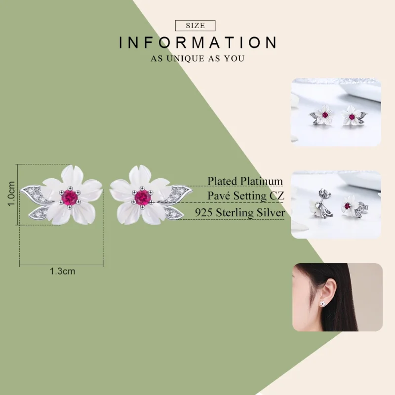 (Bild für) Silberne Kirschblüten-Ohrstecker im Pandora-Stil - BSE055 - Ansicht 7
