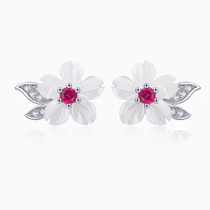(Bild für) Silberne Kirschblüten-Ohrstecker im Pandora-Stil - BSE055