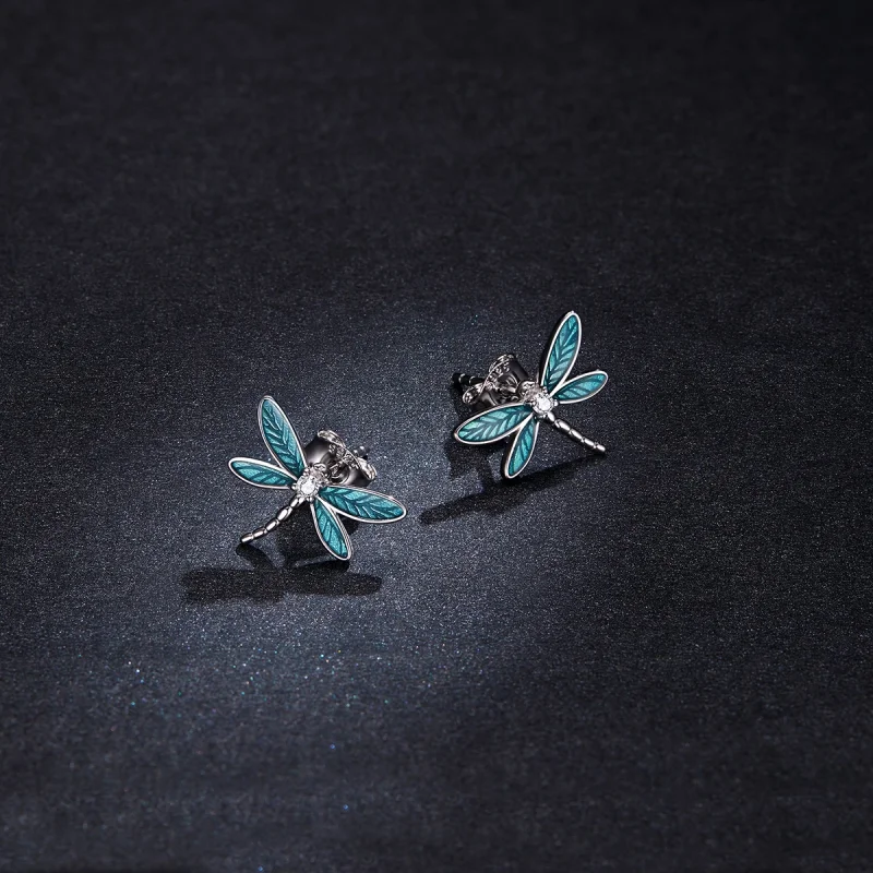 (Bild für) Silberne kleine Libellen-Ohrstecker im Pandora-Stil - BSE455 - Ansicht 5
