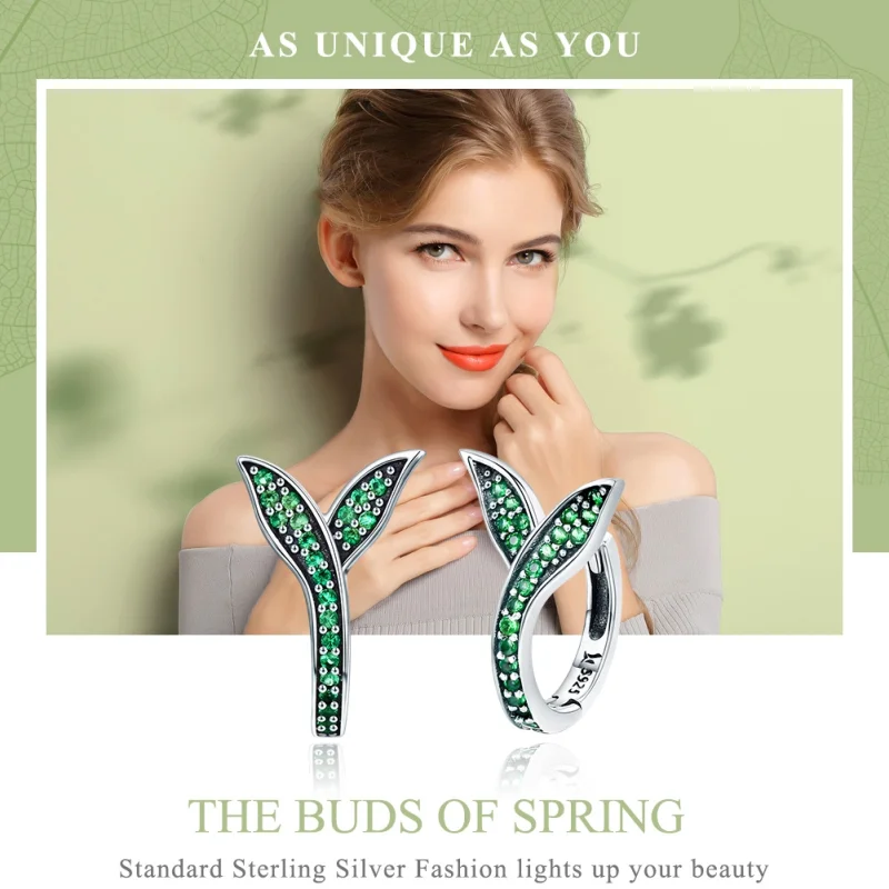 (Bild für) Silberne „Knospen des Frühlings“-Creolen im Pandora-Stil - SCE295 - Ansicht 3