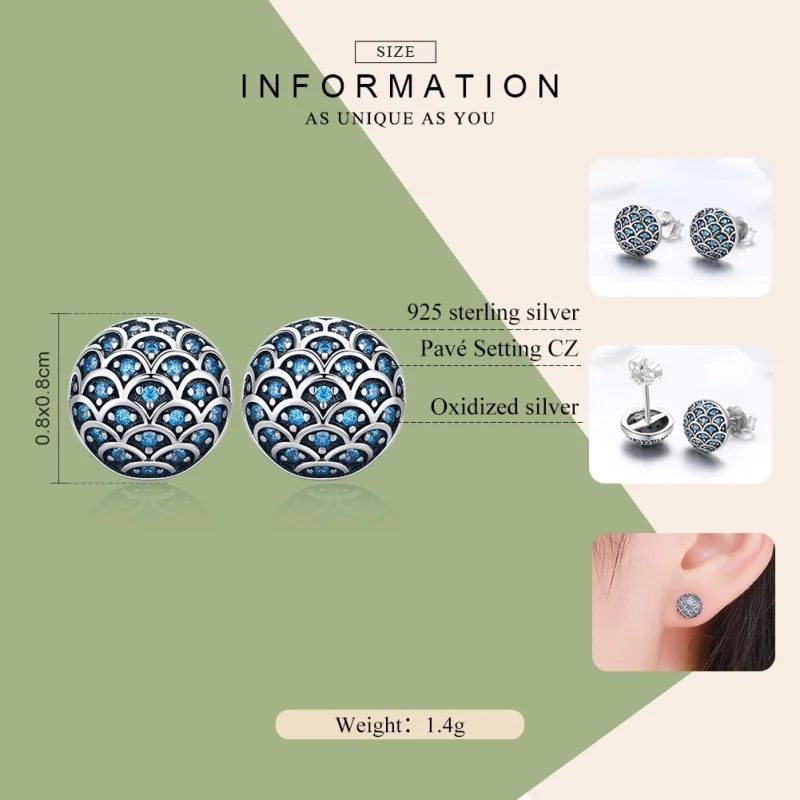 (Bild für) Silberne Legend of The Sea-Ohrstecker im Pandora-Stil - SCE239 - Ansicht 4