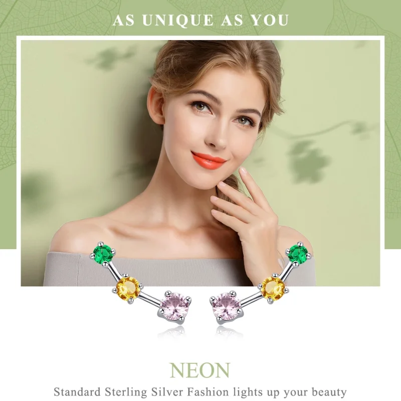 (Bild für) Silberne Neon-Ohrstecker im Pandora-Stil - SCE495 - Ansicht 2