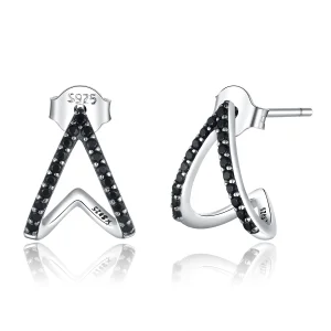 (Bild für) Silberne Ohrstecker mit schlichter Geometrie im Pandora-Stil - SCE924