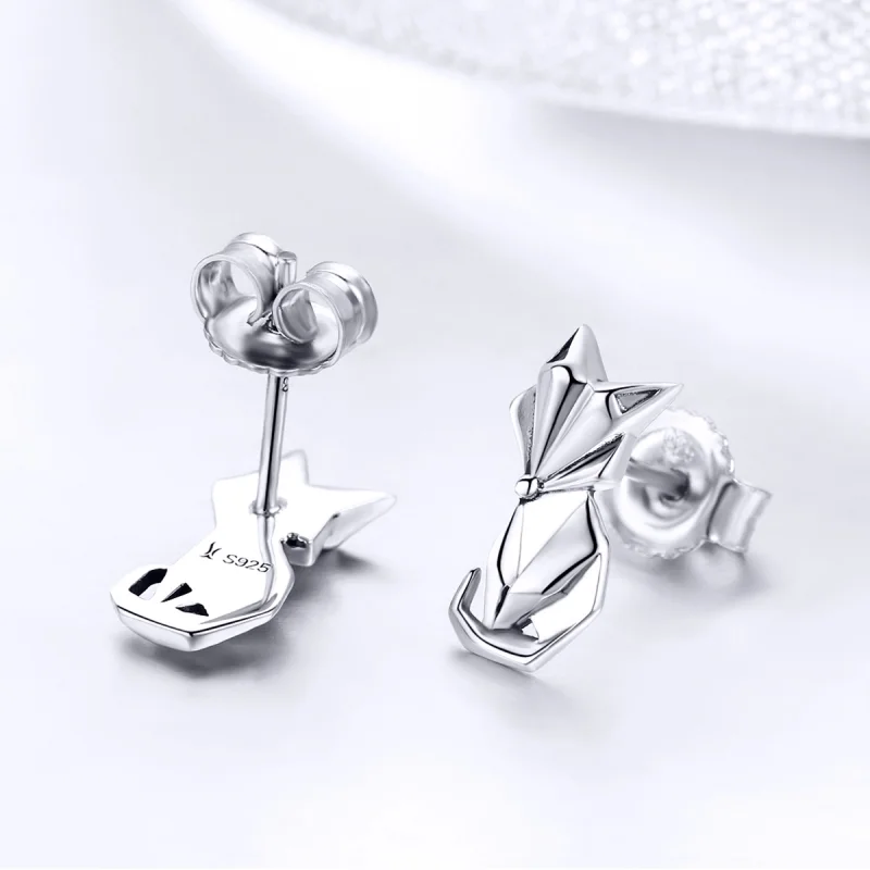 (Bild für) Silberne Origami-Fuchs-Ohrstecker im Pandora-Stil - SCE526 - Ansicht 5