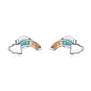 (Bild für) Silberne Regenbogenbrücken-Ohrstecker im Pandora-Stil - SCE500