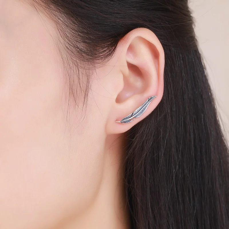 (Bild für) Silberne Retro-Flügel-Ohrstecker im Pandora-Stil - SCE258 - Ansicht 6