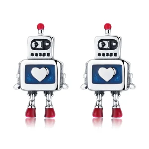 (Bild für) Silberne Roboter-Ohrstecker im Pandora-Stil - SCE477
