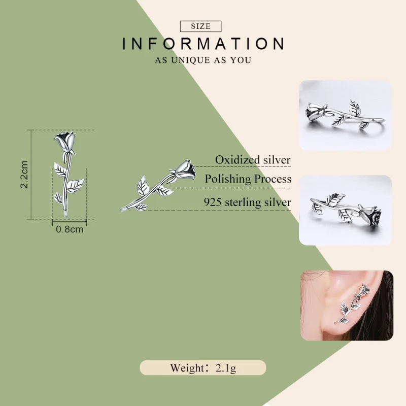 (Bild für) Silberne Rose Love-Ohrstecker im Pandora-Stil - SCE380 - Ansicht 2