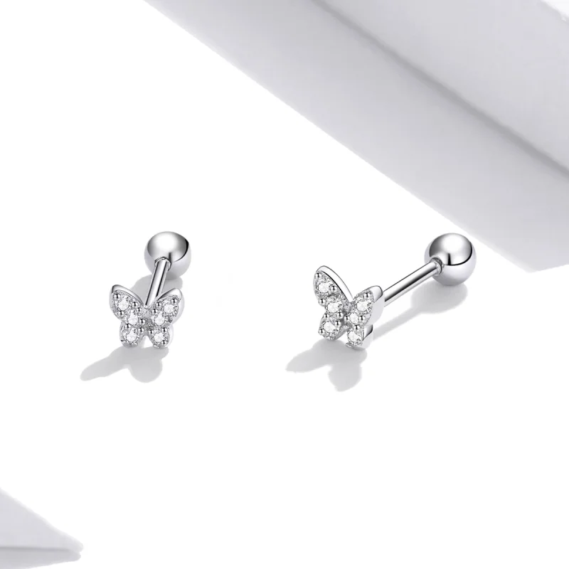(Bild für) Silberne Schmetterlings-Ohrstecker im Pandora-Stil - SCE1116 - Ansicht 3