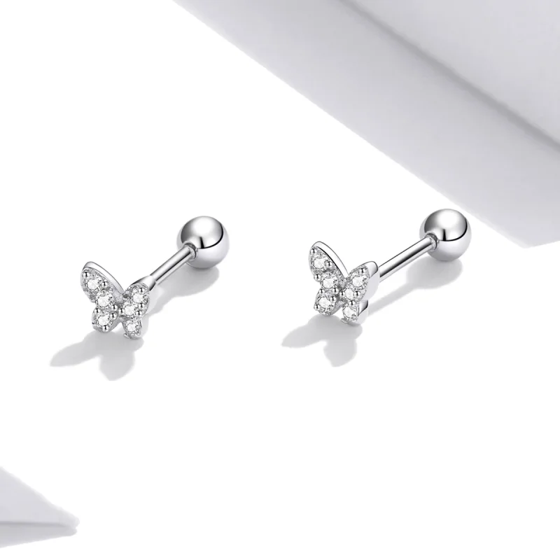 (Bild für) Silberne Schmetterlings-Ohrstecker im Pandora-Stil - SCE1116 - Ansicht 4