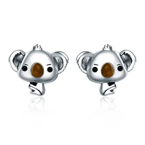 (Bild für) Silberne süße Koala-Ohrstecker im Pandora-Stil - SCE381